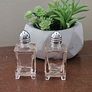 Pink Depression Glass Salt & Pepper Shakers Cube Pattern